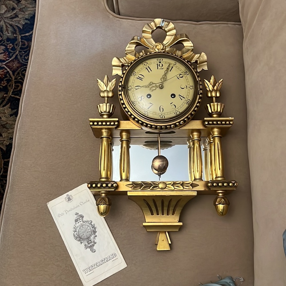 20TH Century Antique Gilt Carved WESTERSTRAND Swedish Cartel Clock Baroque 1900